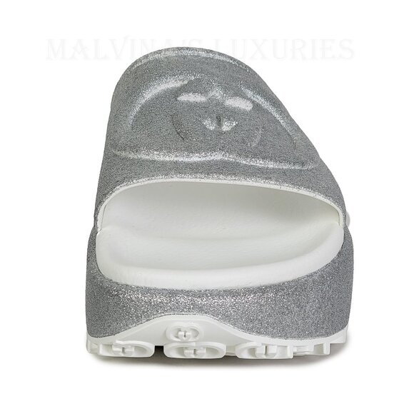 GUCCI SHOES MIAMI GG LOGO EMBOSSED GLITTERED RUBBER PLATFORM SLIDE sz 40 10 - Picture 10 of 15